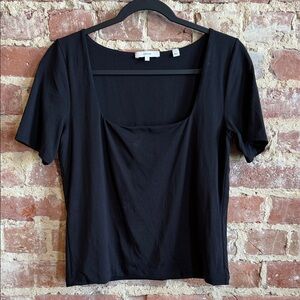 Vince Black Short Sleeve Scoop Neck Top